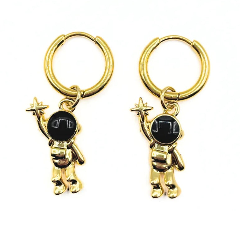 Astronaut oorbellen - goud