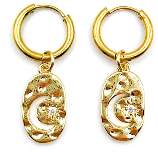 Sparkle moon star oorbellen - goud