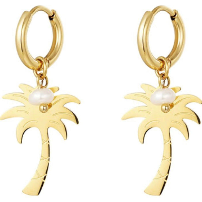 Palmboom oorbellen - goud