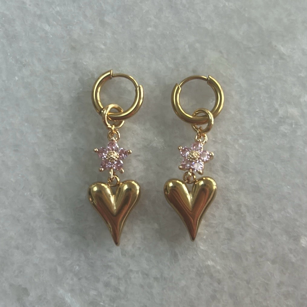 Sparkling hart oorbellen - goud