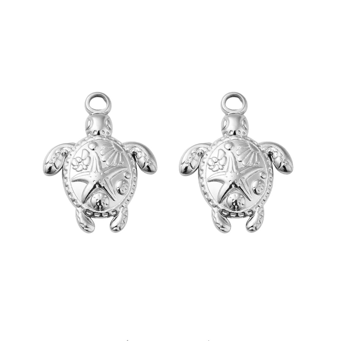 Bedel (Stainless steel) Deco Zeeschildpad Zilver - 1 stuk