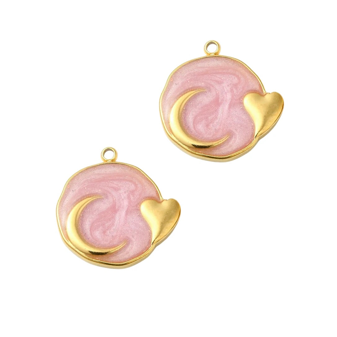 Bedel (Stainless Steel) Maan Hart Roze Goud - 1 stuk