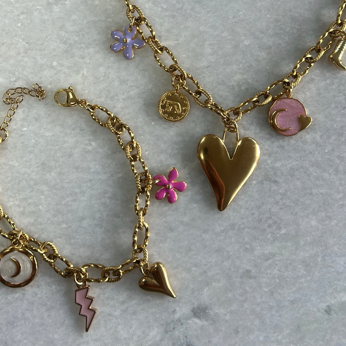 Bedelketting en armband set Yara - goud