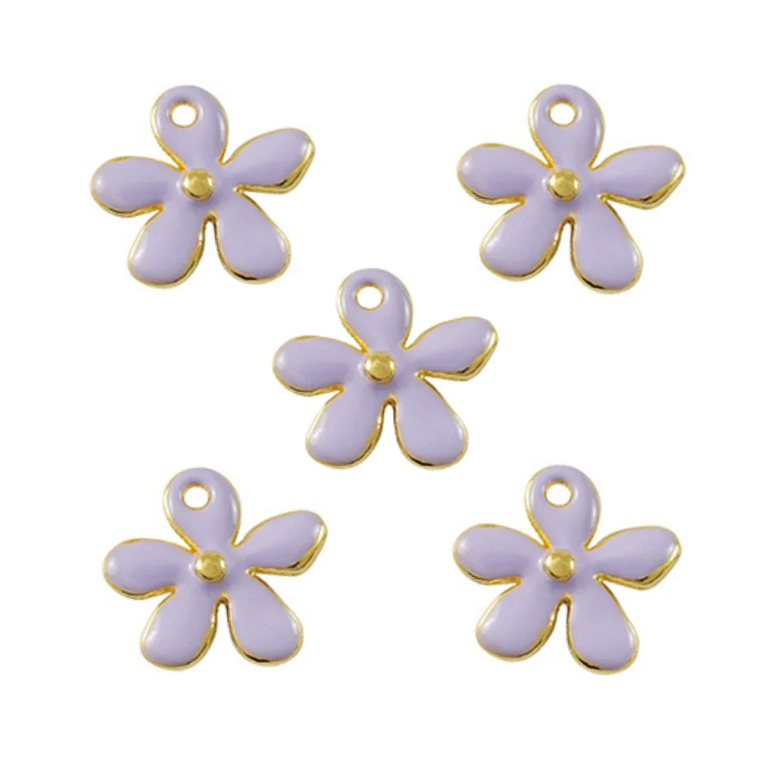 DQ Bedel Bloem Hanger 13mm Paars Goud - 1 stuk