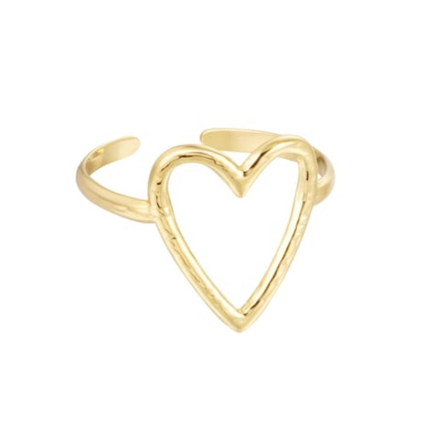 Open heart ring - goud