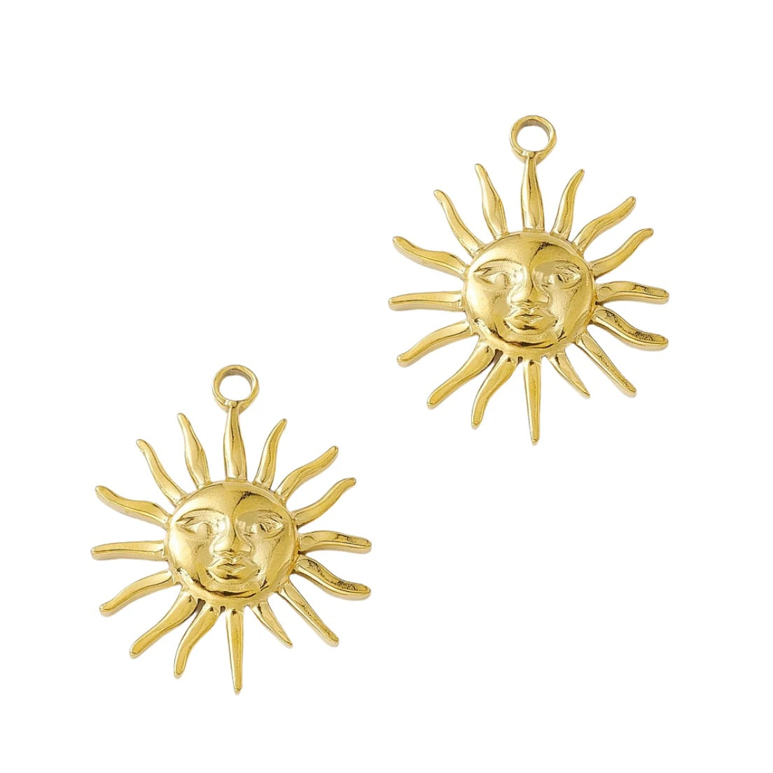Bedel (Stainless Steel) Zon Met Gezicht Goud - 1 stuk