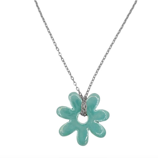 flower ketting - zilver