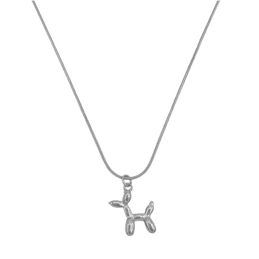 balloon dog ketting - zilver