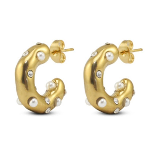 pearl hoops - goud