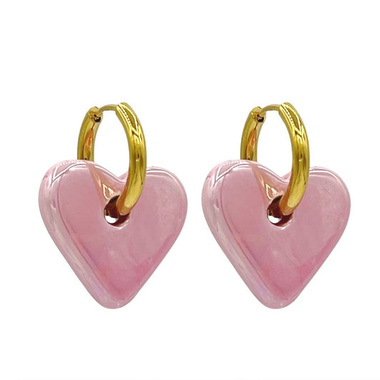 roze valentines oorbellen - goud