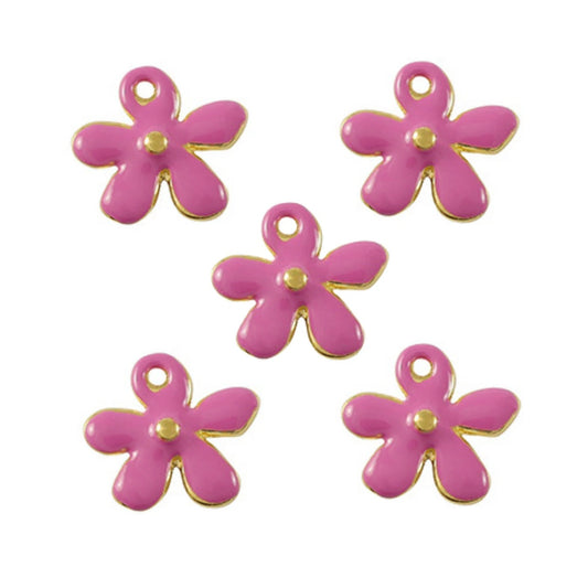 DQ Bedel Bloem Hanger 13mm Roze Goud - 1 stuk