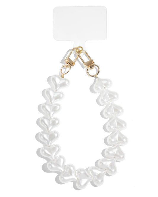 Phone cord hartjes pearl