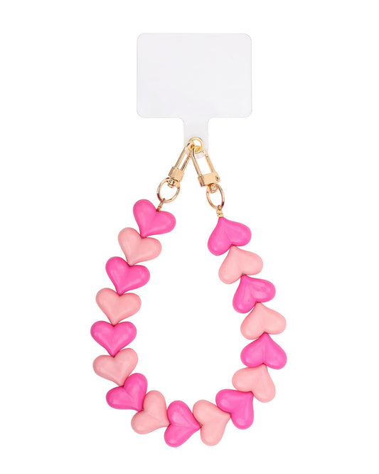 Phone cord hartjes pink duo